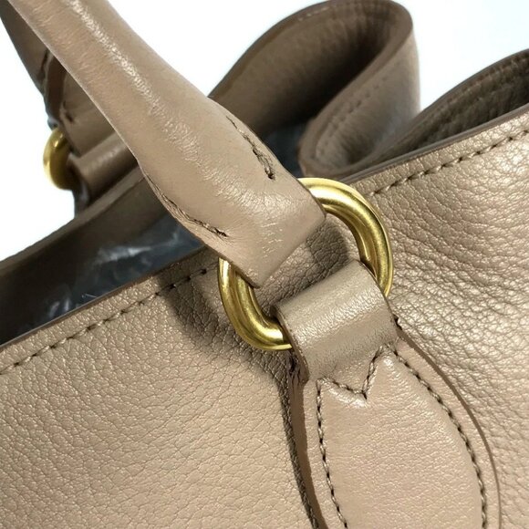 PRADA 1BA058 logo 2WAY Hand Bag Leather Beige - Picture 6 of 16